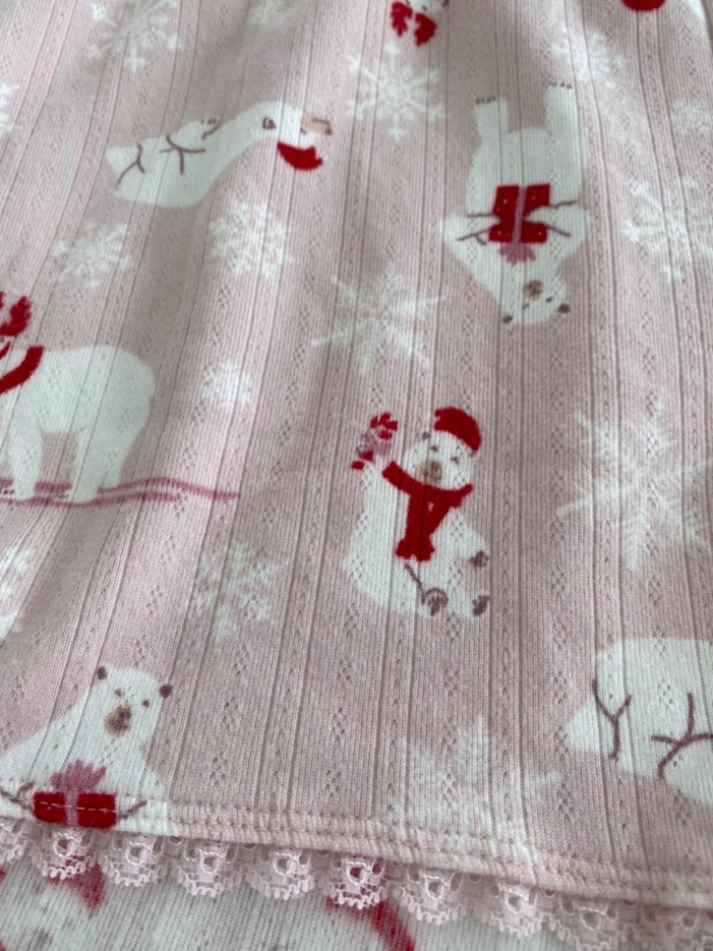 Pink Rose Sleepwear Polar Bear Holiday Lace Trim Sleep Shorts NWT - Picture 3 of 9